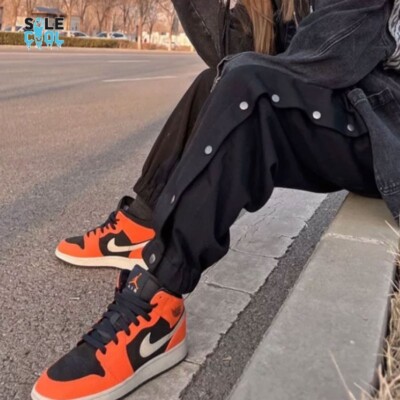 Nike Air Jordan 1 Retro Mid GS Orange Black Shoes 554725-062-image
