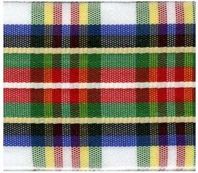 38mm White / Black / Yellow Tartan Ribbon-image