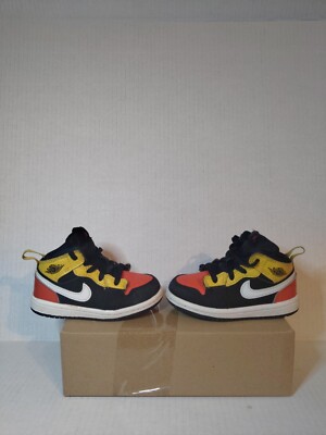 Nike Air Jordan 1 Retro Mid Black Yellow Orange White BQ6933-087 Size 6c-image