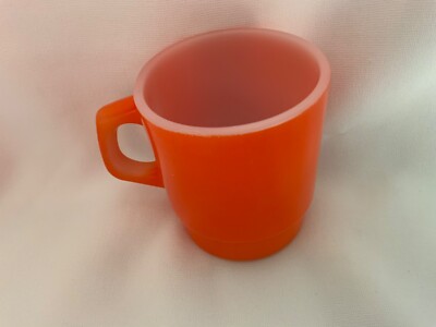 Anchor Hocking Vintage Persimmon Orange Coffee Cup Mug preowned nice shape see-image