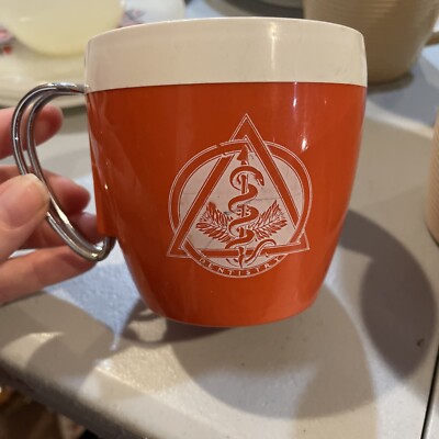 VTG NFC COFFEE MUG Cup Retro Orange White MCM Insulated USA Dentistry-image