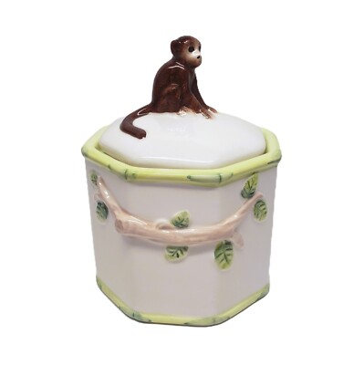 Creative Co-Op Canister Monkey Dolomite Tree Octagon Condiment Jar 5.25
