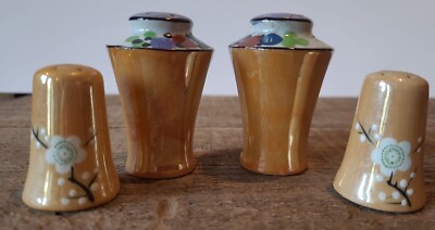 Vintage Lusterware Salt and Pepper Shakers Orange Set of Two! Made in Japan-image