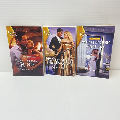 Harlequin Desire Joss Wood Lot of 3 Wrong Brother Right Kiss,Homecomming heart-image