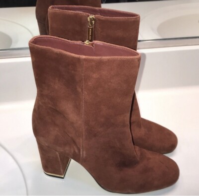 MICHAEL Michael Kors Women’s Suede Burnt Orange Mid Calf Heeled Boots Sz 8.5-image