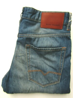 Hugo Boss men's jeans Orange 25 regular straight W32 L30 mid blue denim LEVC101-image