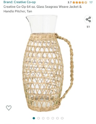 Creative Co-op Seagrass Covered Pitcher  64 Oz DF3062-image