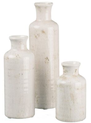Sullivans White Ceramic Vase Set, Farmhouse Decor, Home Decorative Vase, Vase...-image