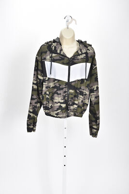 Orange Kiss Camouflage Color Block Front Zip Jacket /  Windbreaker Size M-image