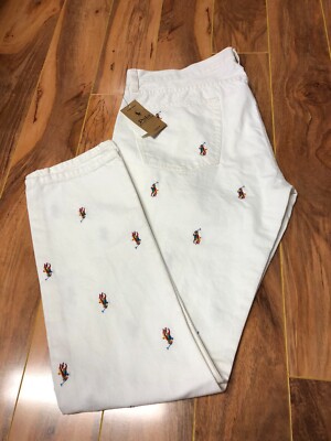 POLO RALPH LAUREN Men Jean White Sullivan Slim Pant Pony Embroider 36 x 30