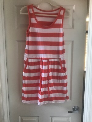 Merona White Orange Strip Dress Size S    E10-image