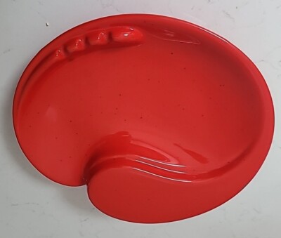 Mid Century Orange Glazed Ceramic Ashtray Cigarette Smoking Vintage Trinket Dish-image