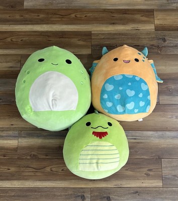 Squishmallows Dinosaur Iguana Seanster Lot Of 3 Green Orange Plush Mid Size-image