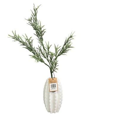 White Cactus Vase Rosemary Stem Creative Co-op Desert Succulent Decoration NWT-image