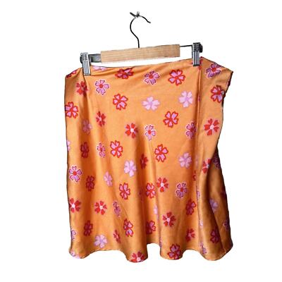 Cotton On, women's mini skirt orange with flowers print size large-image