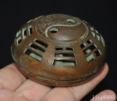 China temple bronze Eight Trigrams statue Joss Joss Incense burner Censer statue-image