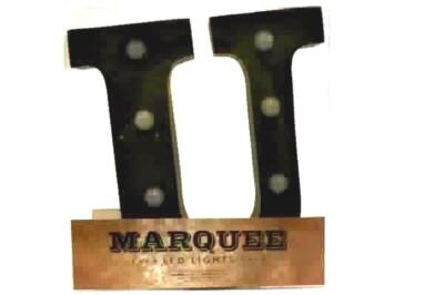 Marquee 9in Tall Metal LED Lights Letter U Rustic Rust Gunmetal Industrial-image
