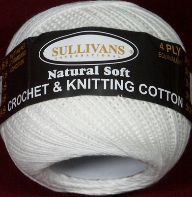 1 x 100% Natural Soft Cotton Sullivans 4 PLY Equivalent crochet knitting Yarn-image