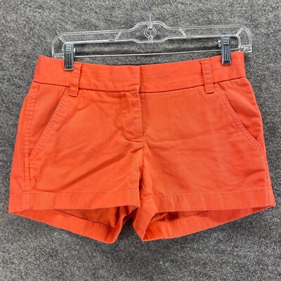 J. Crew Shorts Women 00 Orange Mid Rise Chino Flat Front Cotton Pockets Casual-image