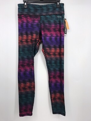 HEAD Large L Green Purple Pink Orange Tight Fit Athletic Leggings Mid Rise NWT-image