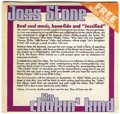 JOSS STONE Chokin Kind advance promo sealed 2003 CD producer Carla Thomas-image