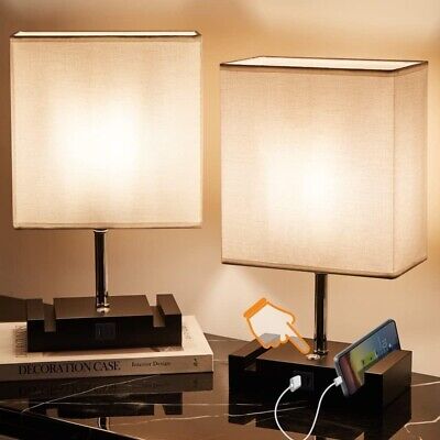 2PCS Lampara De Mesa Con Control Tactil Lamparas De Noche Regulables De 3 Vias-image