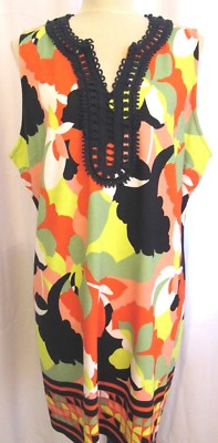 CROWN & IVY ORANGE V-NECK SLEEVELESS DRESS, SIZE PXL,NWT RET $89.50-image