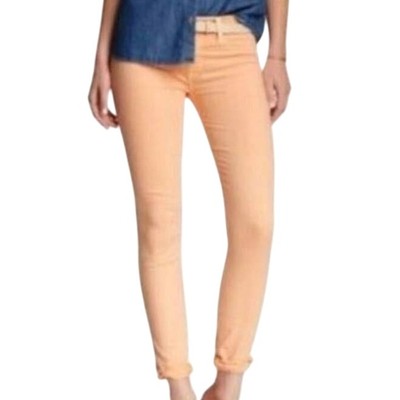 Hudson Nico Mid Rise Super Skinny Peach Orange Cotton Blend Pants Sz 2 28