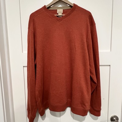 Jos. Bank Men’s Long Sleeve XL Orange Pullover Lined Mid-Weight Sweater Cotton -image