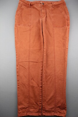 Women's Maurices Skinny Trouser Front Seam Mid Rise Stretch Orange Sz 12 (33x27)-image
