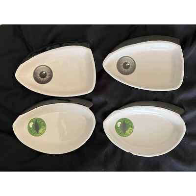 Creative Co-op Ceramic Oval 4-Piece Set of Eye Plates-image