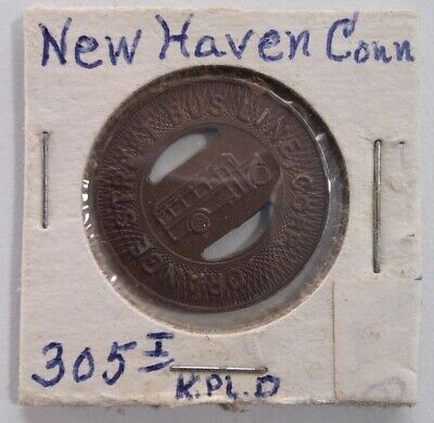 New Haven Connecticut Token Vintage Mid Century Lucky Coin Rare Orange St Bus I -image