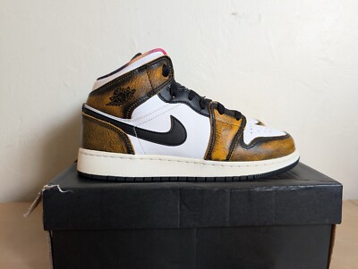 Nike Air Jordan 1 Mid SE Orange Wear Away Sneakers DQ8418-071 Mens Youth Size 7Y-image