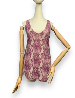 ZADIG VOLTAIRE Deluxe 100% Cashmere Top Tank Womens Size S Joss Snake Print-image