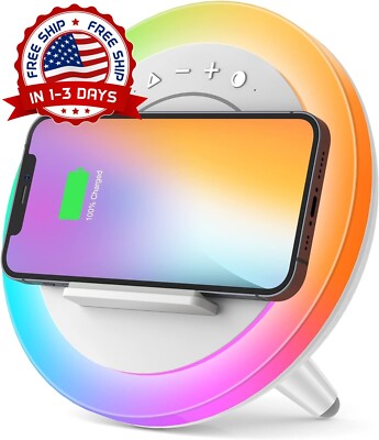 Lámpara De Mesa De Noche Con Cargador Inalámbrico Y Altavoz Bluetooth 5 W NEW US-image