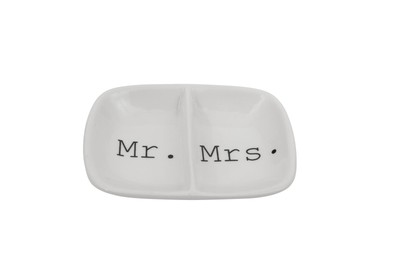 Ceramic 2 Section Mr. & Mrs. Dish-image