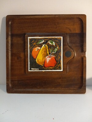 FRED PRESS, CHEESEBOARD, SQUARE, APPLE PEAR ORANGE, MID-CENTURY-image