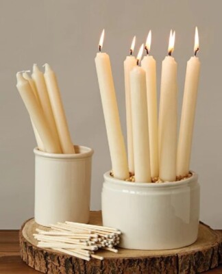 1 Dozen 10in White  Unscented Taper Candle by Creative Co-op (CD2012), Free Ship-image