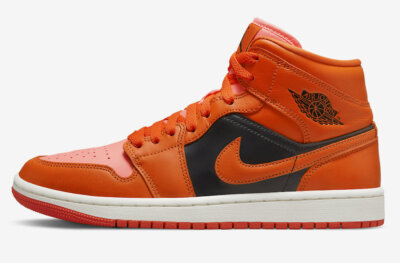 Nike Women's Air Jordan 1 Mid Orange/Black Sz 7 DM3381-600 Basketball Shoes -image