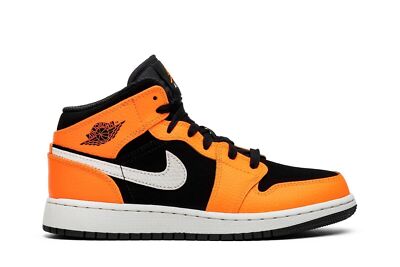 Air Jordan Air Jordan 1 Retro Mid GS 'Orange Black' 554725-062 Kids Shoes-image