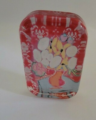 Creative Co-op Kellie Montana Glass Paperweight Art Glass Floral 4.3/8