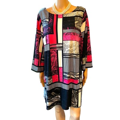 Style&Co Boho Geometric Artsy Stretchy Casual SummerTunic Top Blouse Womens 1X-image