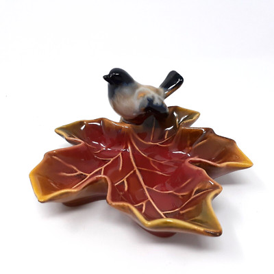 Bird Leaf  Trinket Dish Candy Nut Granny Cottage Core Creative Co-Op-image