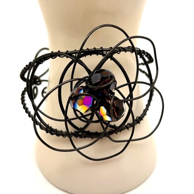 Steampunk Artsy Wire Bead Bracelet Cuff Avant Garde Kris Lanae Creative Co-op-image