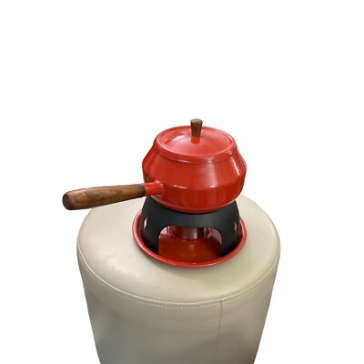 Imperial Japan enamel finder pot mid century orange-image