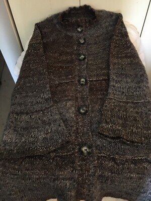 Style Co M Cardigan Artsy Buttons Soft Washable Long Sweater Poet Sleeves Hobo -image