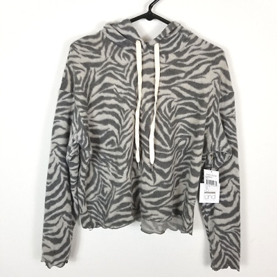 LA LA LAND CREATIVE CO  Women Zebra Print Cropped Hoodie Size M-image