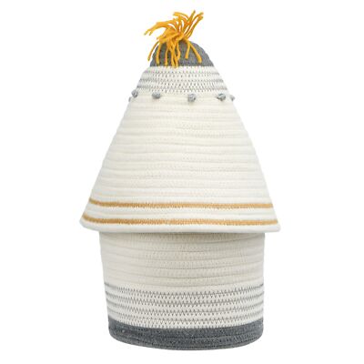 Creative Co-Op Cotton Rope Lid and Embroidery Baskets, Grey-image