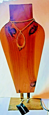 Tabletop Brown Wood Jewelry DISPLAY on Metal Stand 6.5