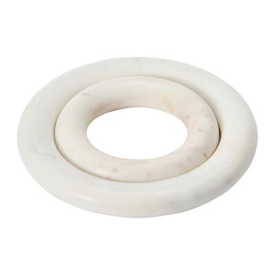 Creative Co-Op Marble Dining Table Set of 2 Trivet White-image